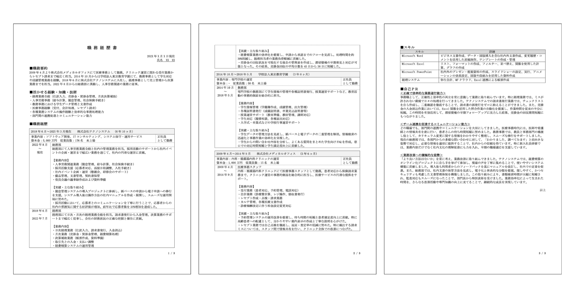 サンプル経歴書3