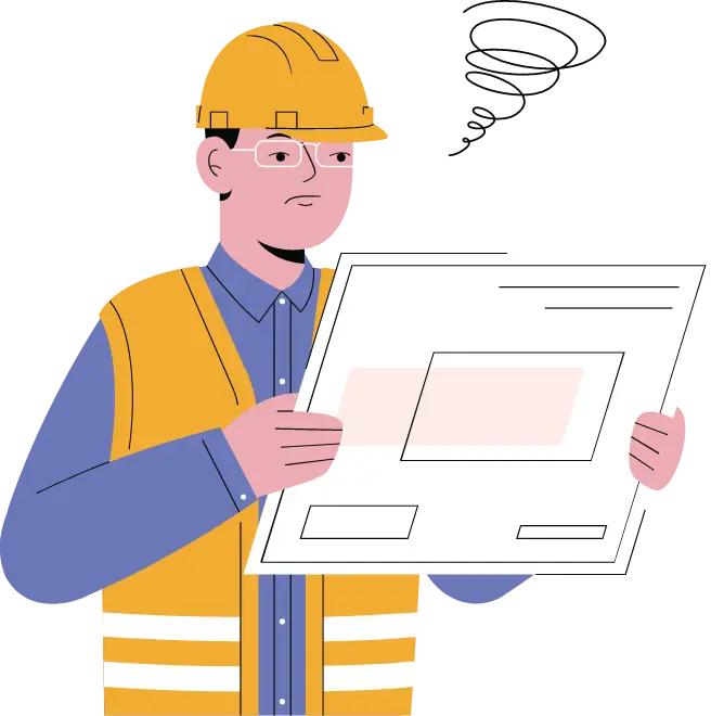 悩みを抱える施工管理技士のイラスト