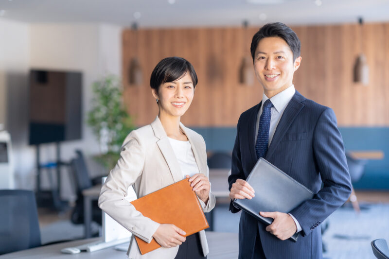 male and female businessman having a meeting