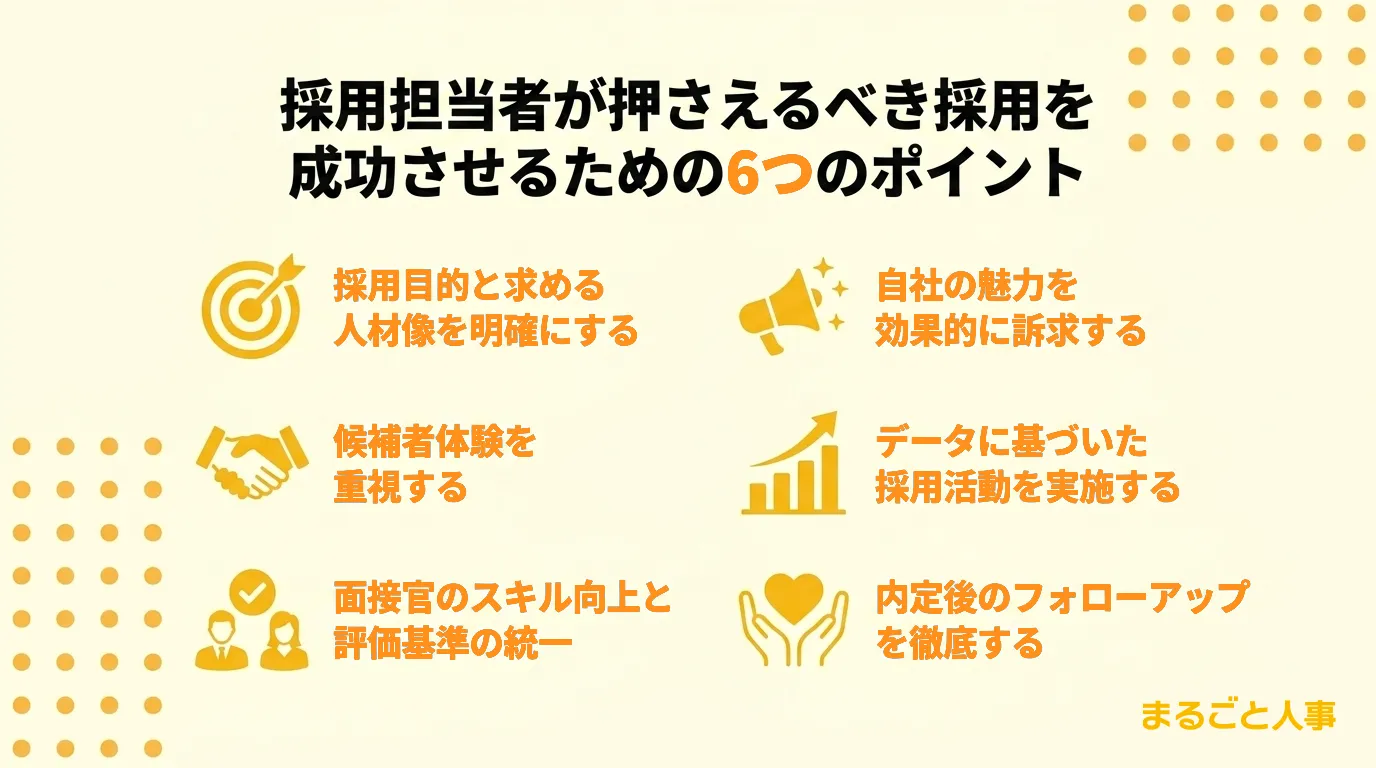 採用担当者が押さえるべき採用を成功させるための6つのポイント