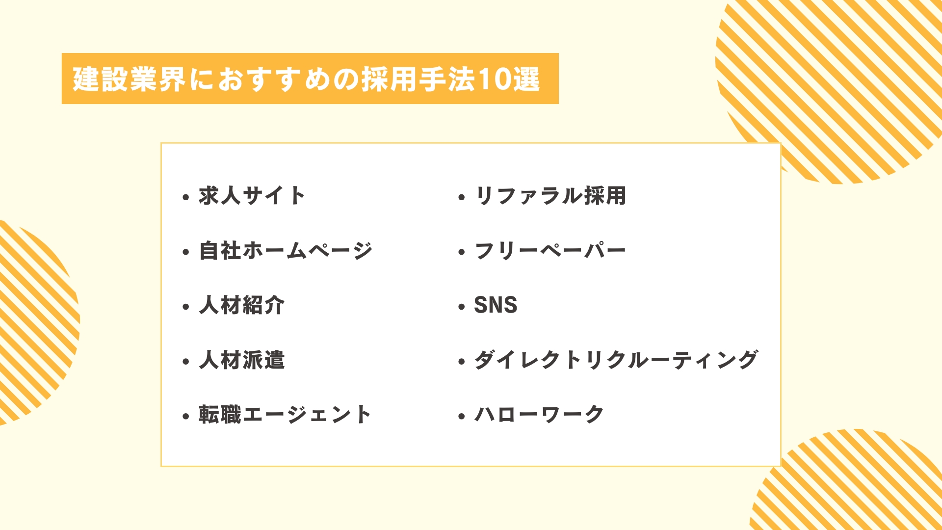 建設業界におすすめの採用手法10選