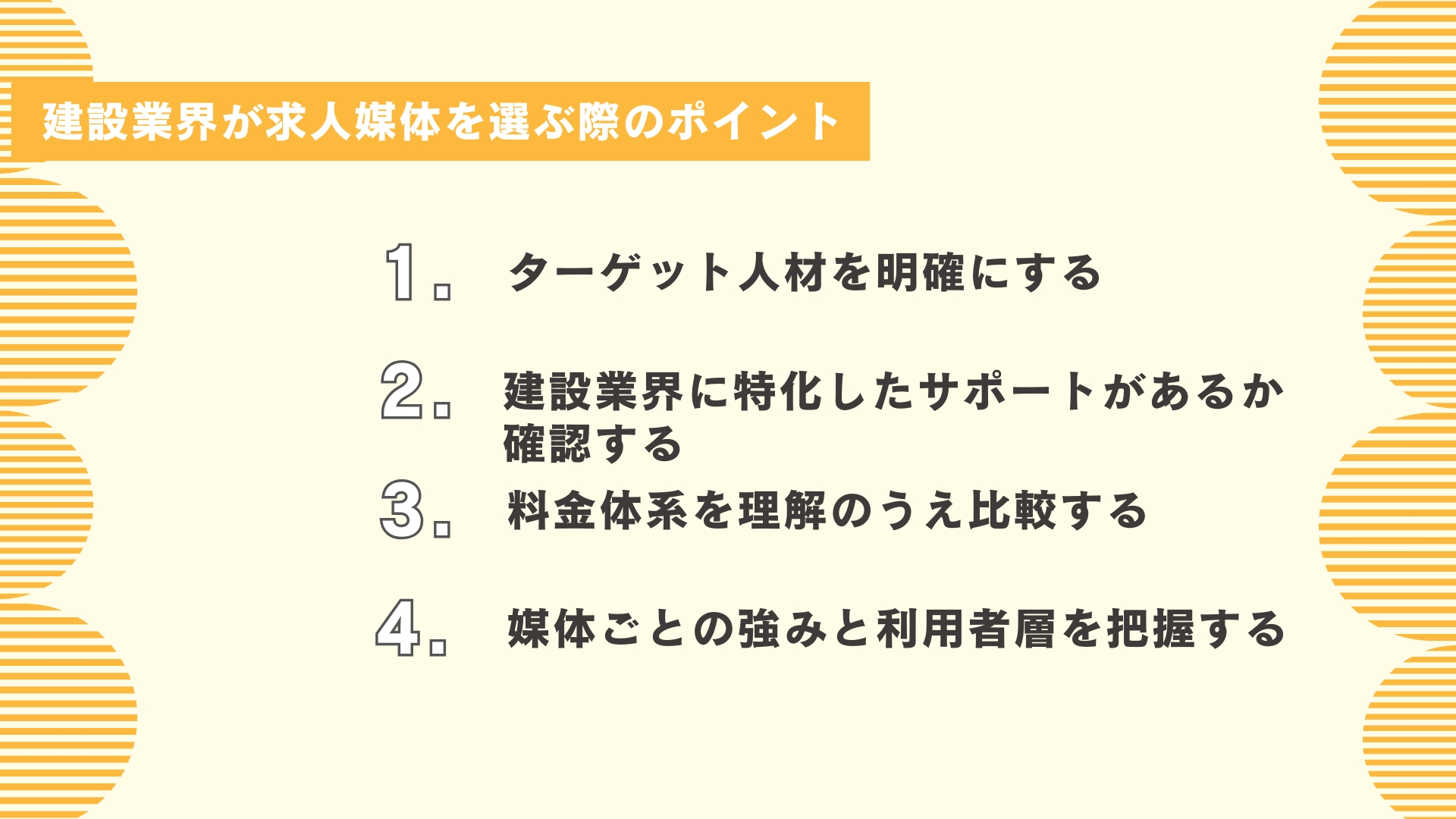 建設業界が求人媒体を選ぶ際のポイント