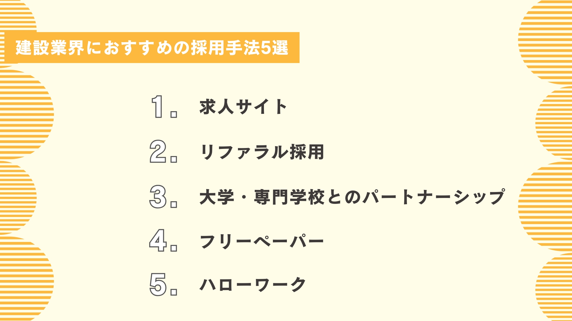 建設業界におすすめの採用手法5選