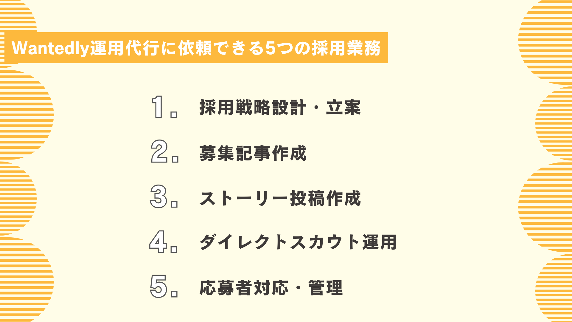 Wantedly運用代行に依頼できる5つの採用業務