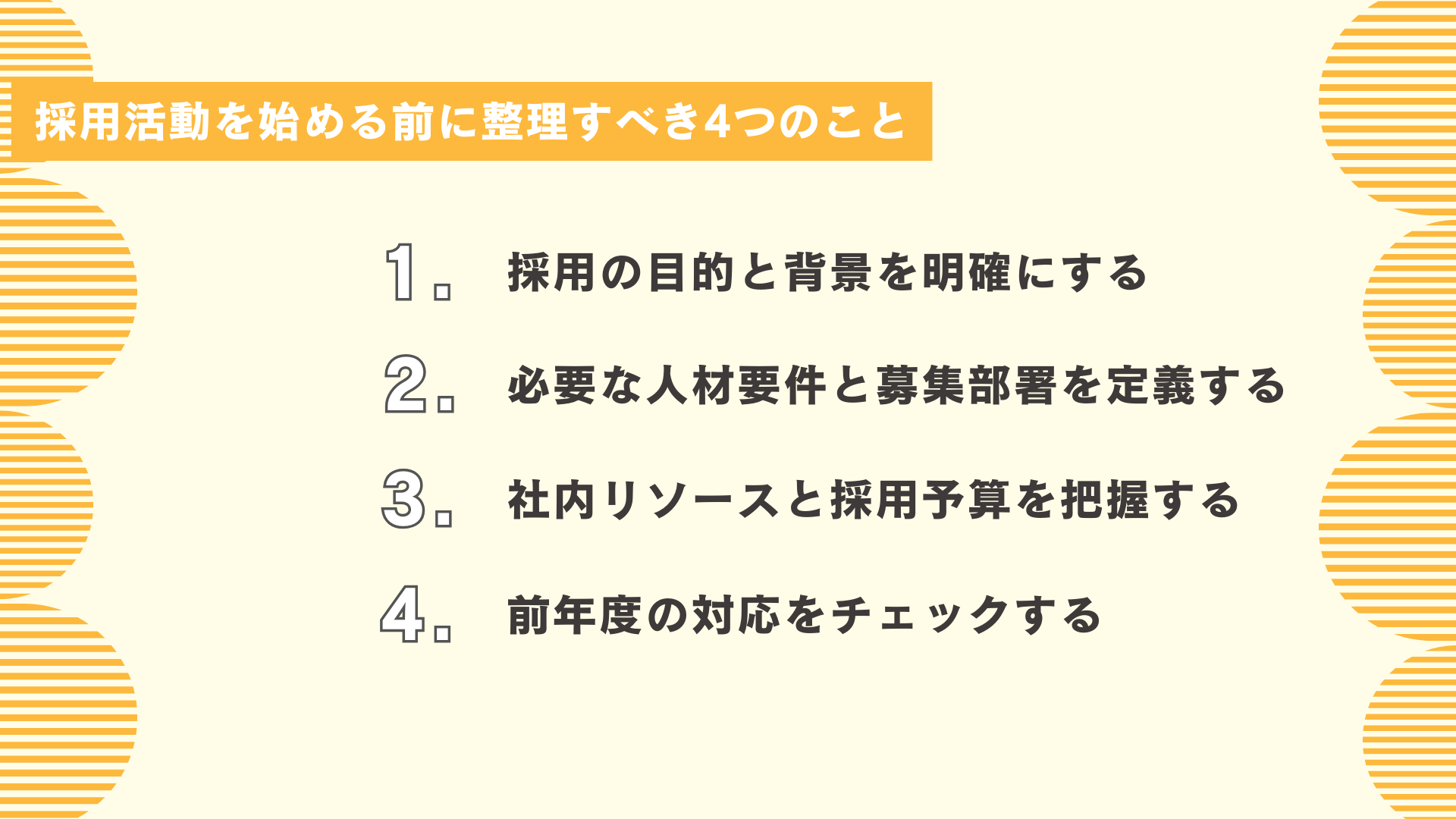 採用活動を始める前に整理すべき4つのこと
