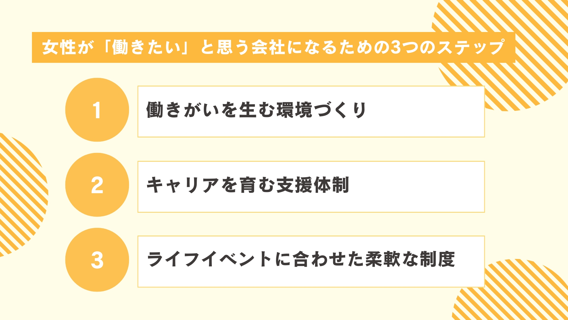 女性が「働きたい」と思う会社になるための3つのステップ