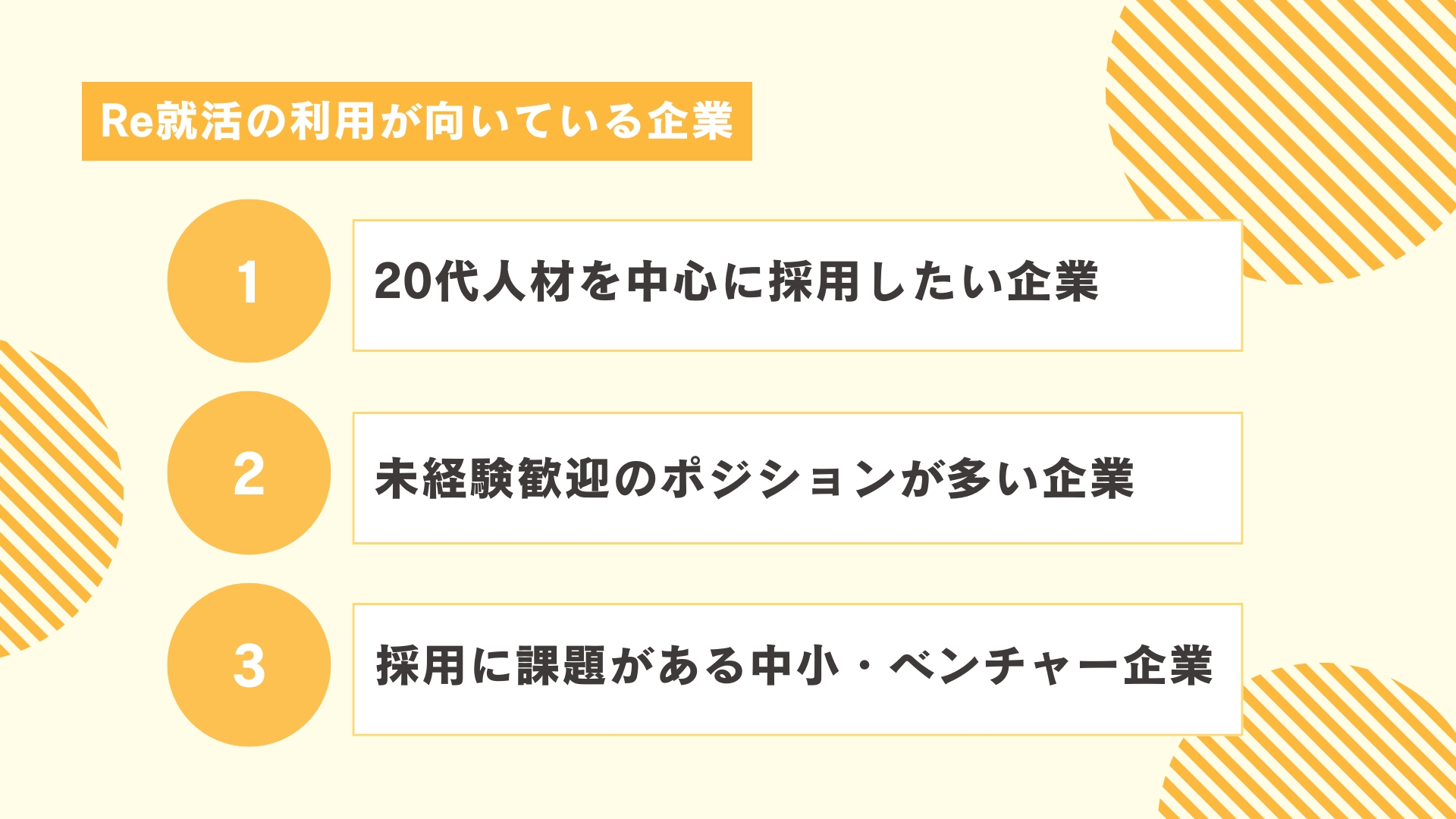 Re就活の利用が向いている企業