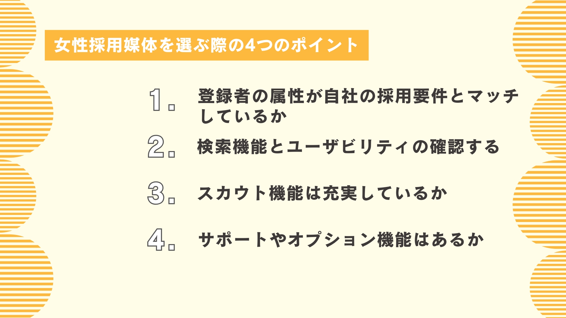 女性採用媒体を選ぶ際の4つのポイント