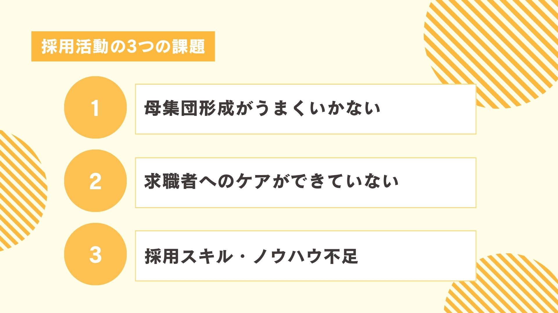 採用活動の3つの課題