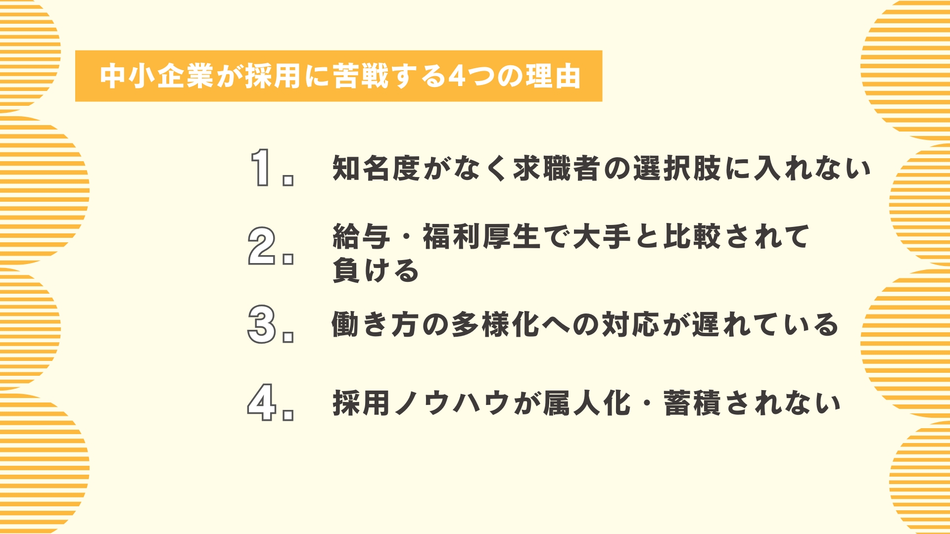 中小企業が採用に苦戦する4つの理由