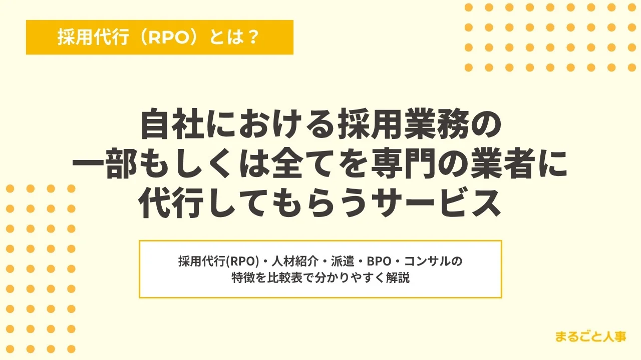 自社における採用業務の一部もしくは全てを専門の業者に代行してもらうサービス