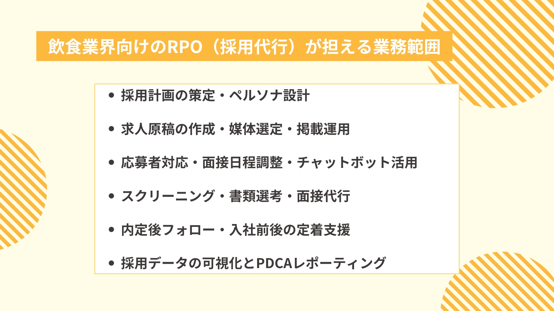 飲食業界向けのRPO（採用代行）が担える業務範囲