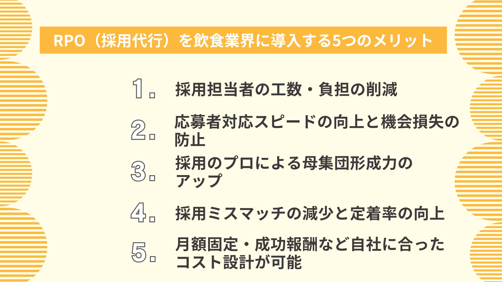RPO（採用代行）を飲食業界に導入する5つのメリット