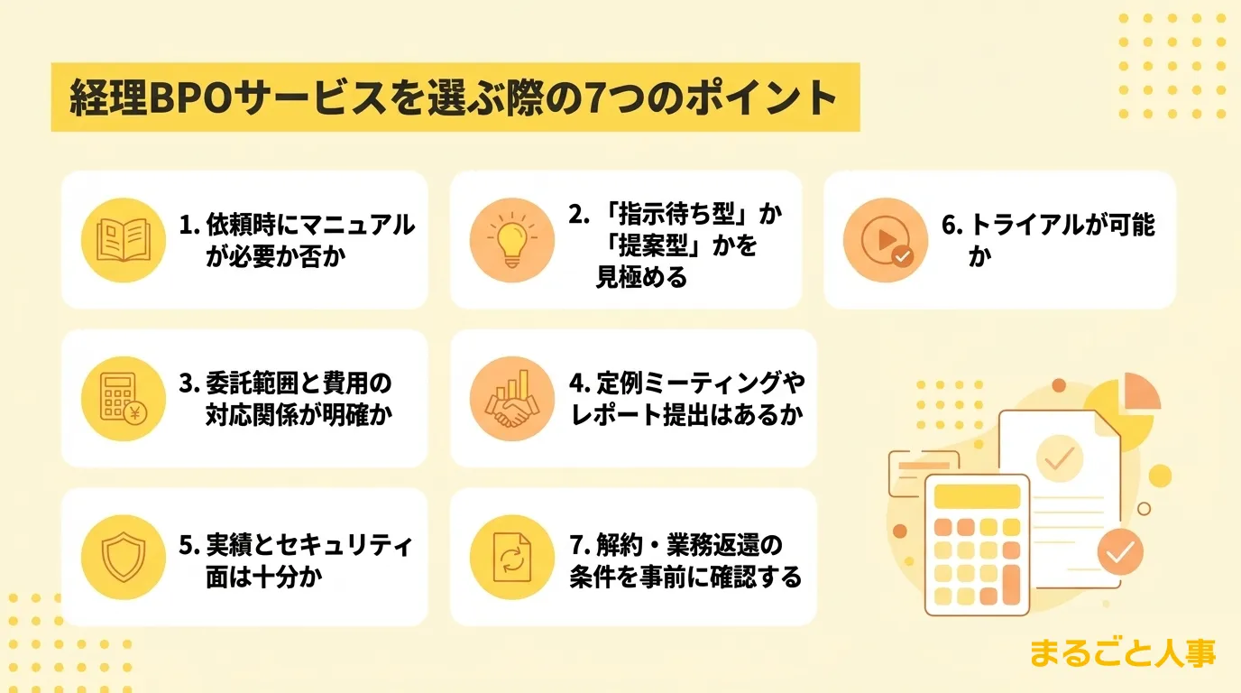 経理BPOサービスを選ぶ際の7つのポイント