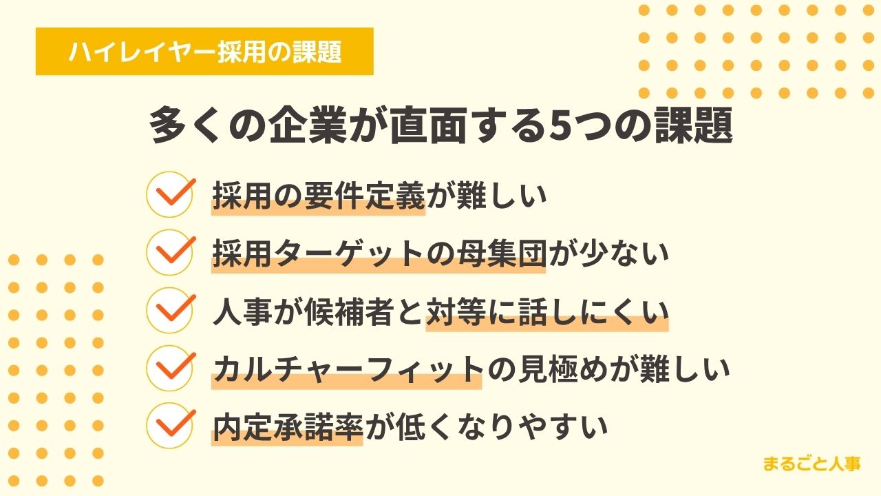 ハイレイヤー採用に多い5つの課題