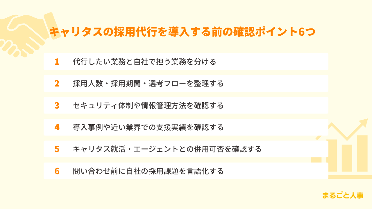 キャリタスの採用代行を導入する前の確認ポイント6つ
